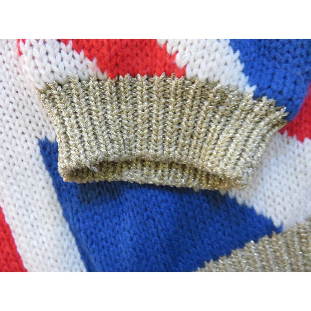 Topshop Union Jack Flag Sweater Gold Metallic Trim Red White Blue Size M NEW - Picture 11 of 15